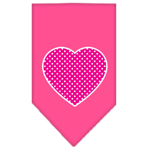 Pink Swiss Dot Heart Screen Print Bandana Bright Pink Large